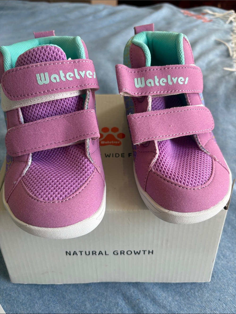 Kids Pink and Teal Velcro Sneakers